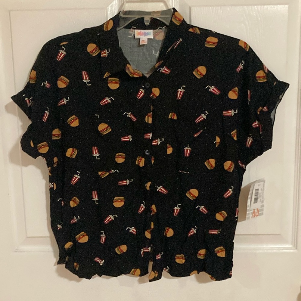 Burger and Shake LulaRoe Amy Button Down Shirt